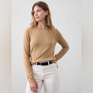 NWT - Banana Republic Forever Crew-Neck Cotton/Livaeco Camel Sweater - Size XL